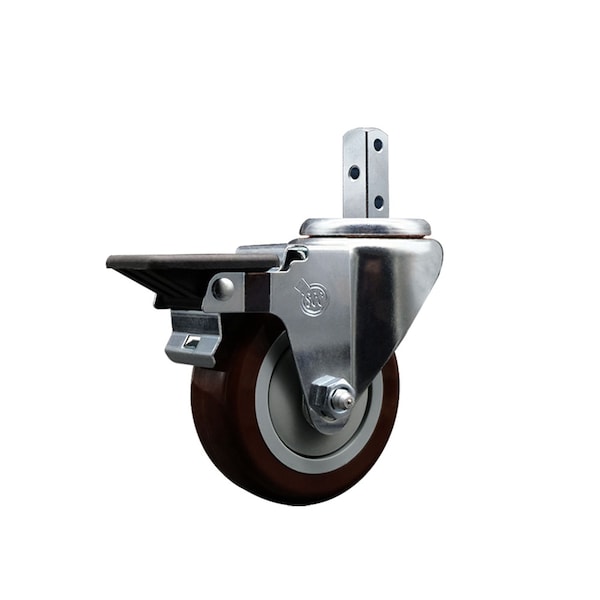 3.5'' Maroon Polyurethane Wheel Swivel 3/4'' Square Stem Caster with Brake